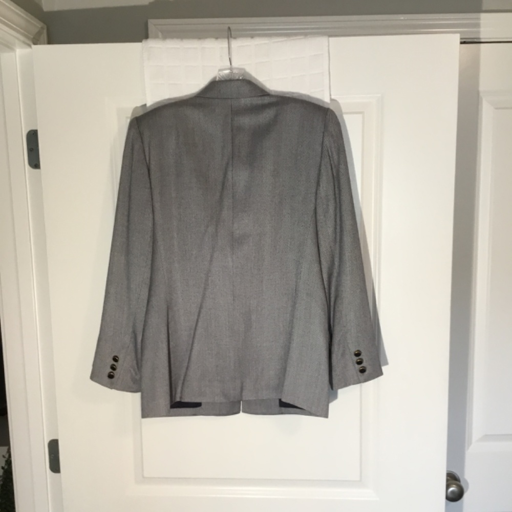 Worthington Petite Notched Collar Single Button Tweed Blazer Navy Blue Size 6 - Picture 2 of 5